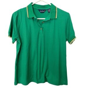 Vintage Par Four Mens Size Large Sportswear Striped Collar Green Polo Shirt